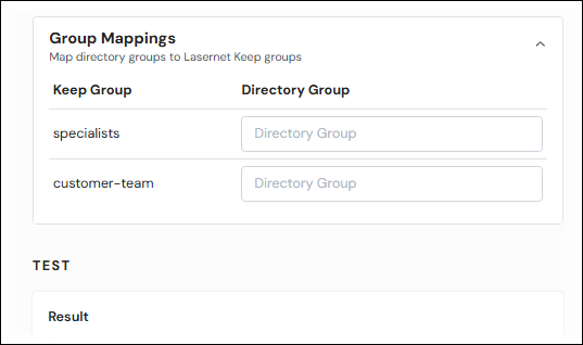 The elements in the Group Mappings area.
